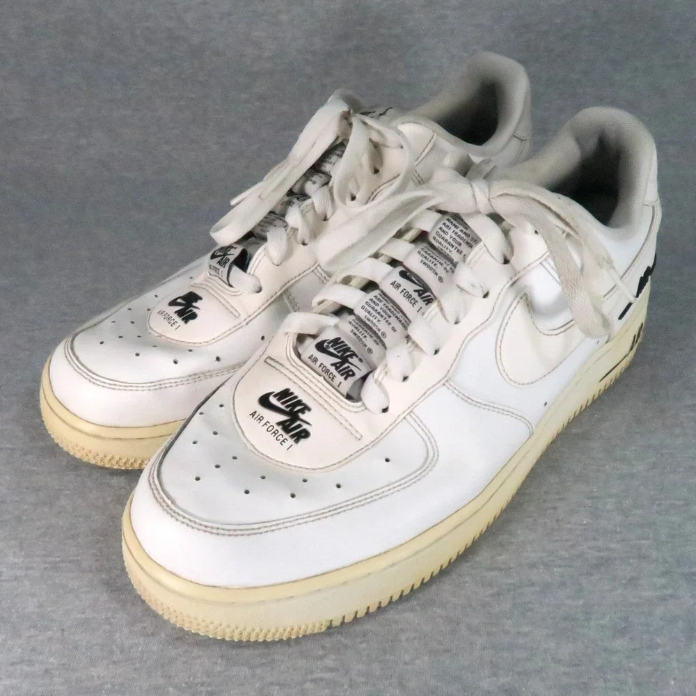 Nike Air Force 1 '07 LV8 Double Air Shoes Mens 10 White Black Low Top CJ1379-100